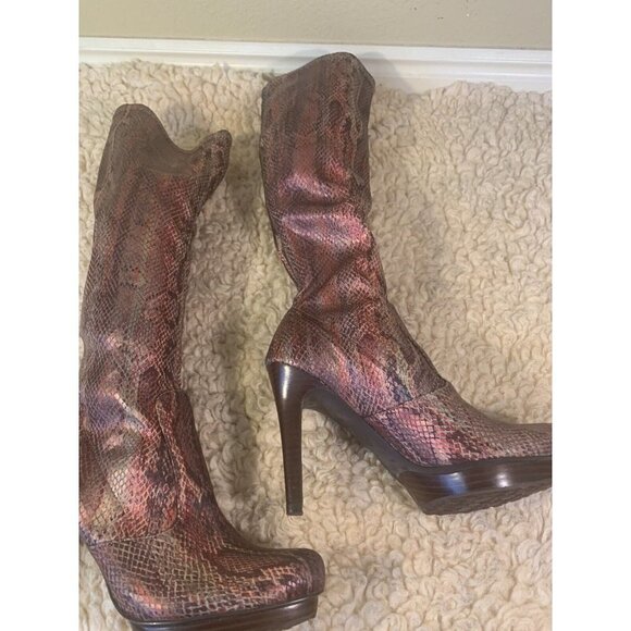 CARLOS Santana Challenge snakeskin Knee High Boots Size 6.5 - Picture 6 of 11